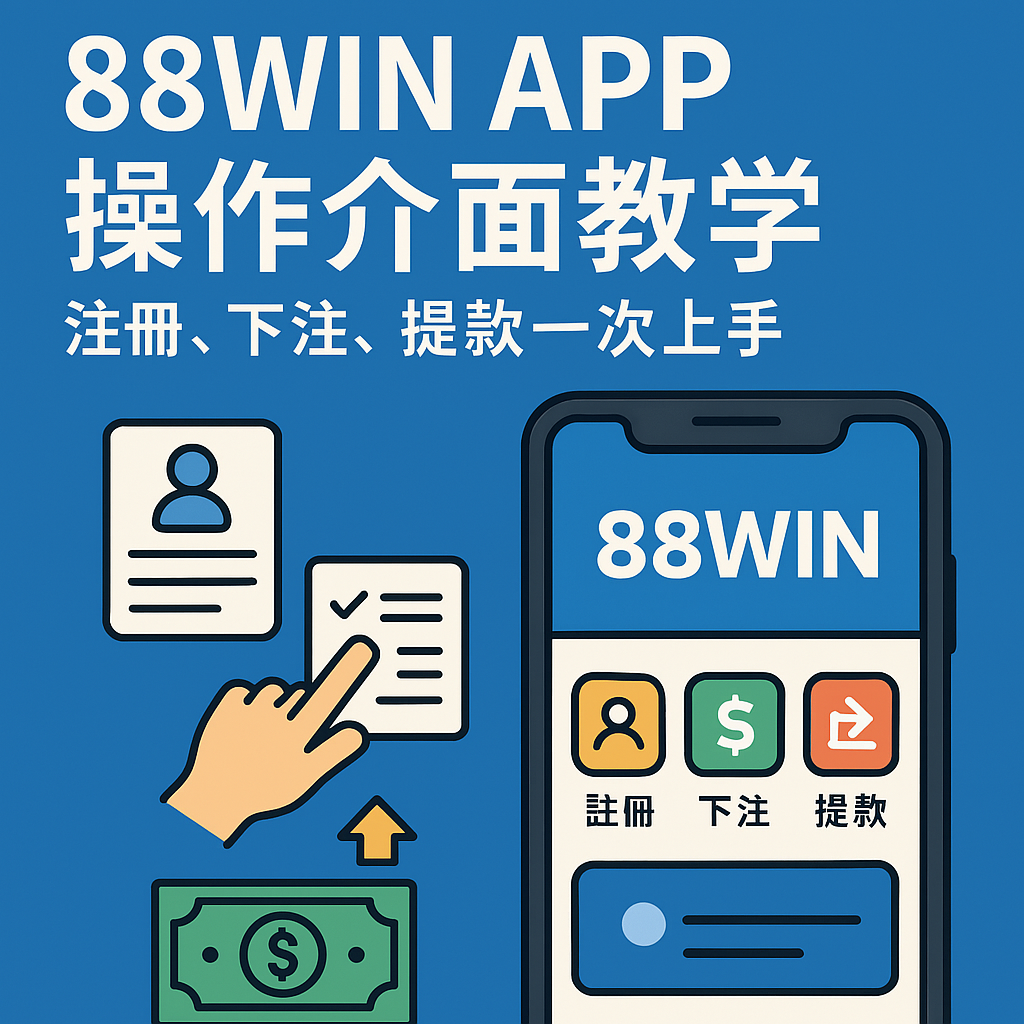 📱 88WIN APP 操作介面教學｜註冊、下注、提款一次上手（2025最新版）