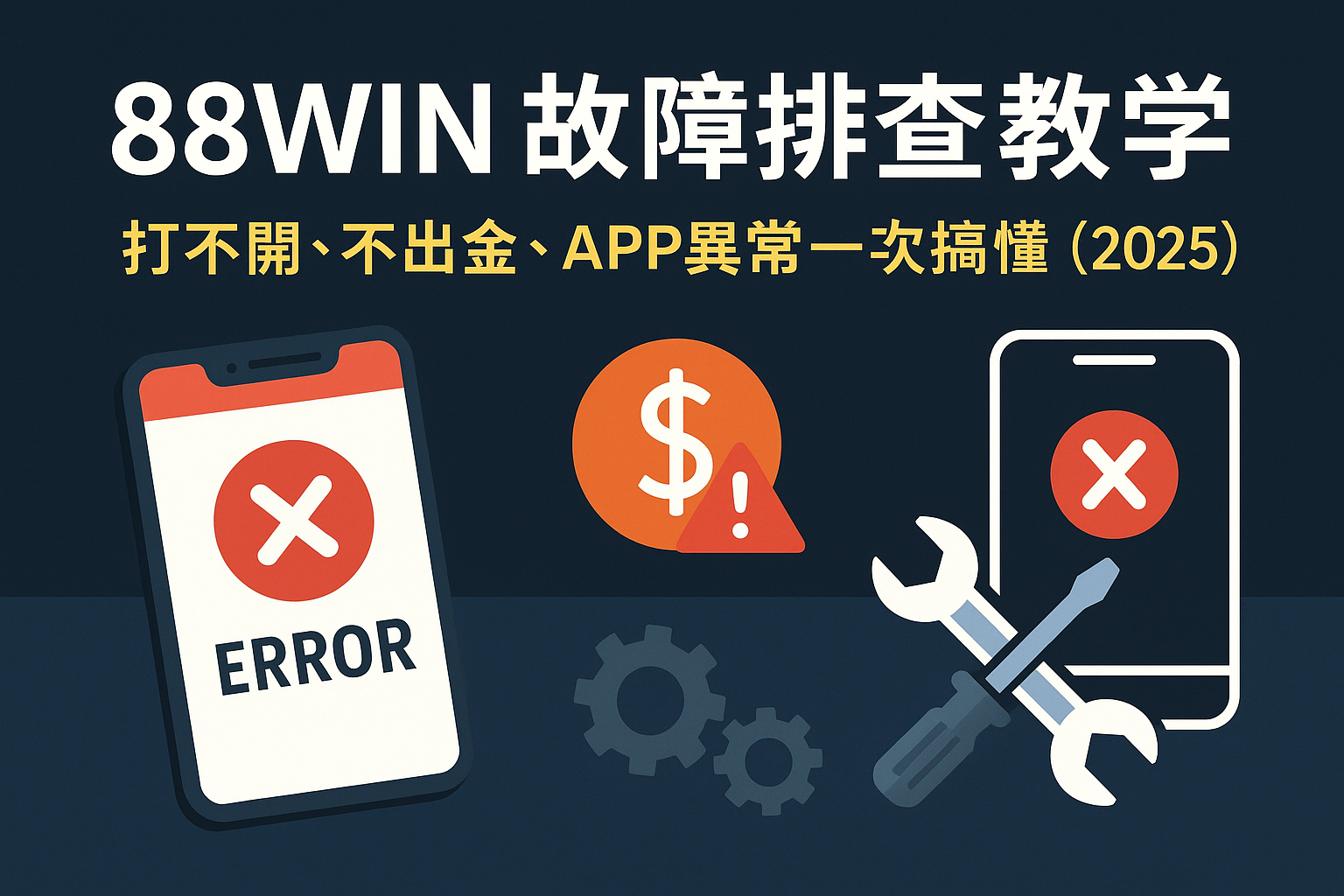 88WIN打不開、不出金、APP異常排查封面圖|常見故障解決指南(2025)