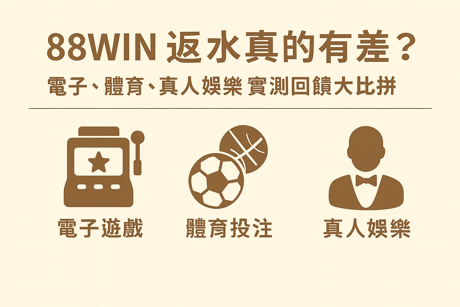 88WIN 返水比較｜電子、體育、真人娛樂實測數據