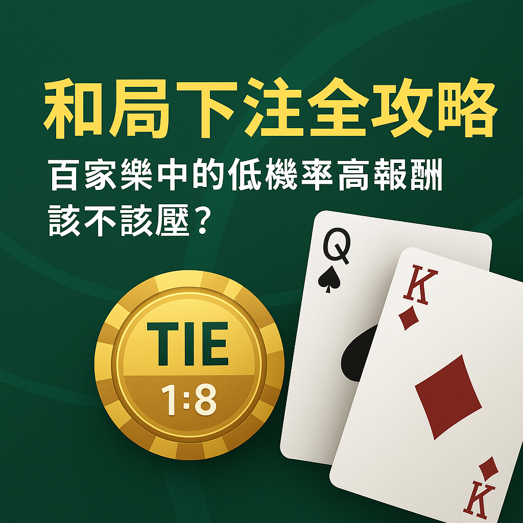 88WIN 百家樂和局下注策略說明圖,強調高賠率與避險操作情境示意