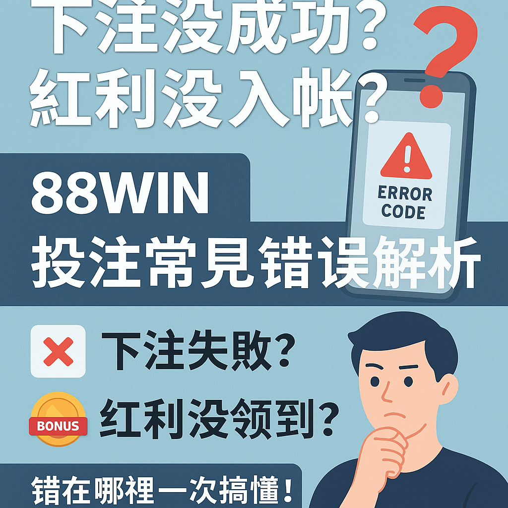 📘 88WIN 投注常見錯誤解析｜紅利未領成功？下注沒成立？一次搞懂錯誤原因與解決辦法（2025最新版）