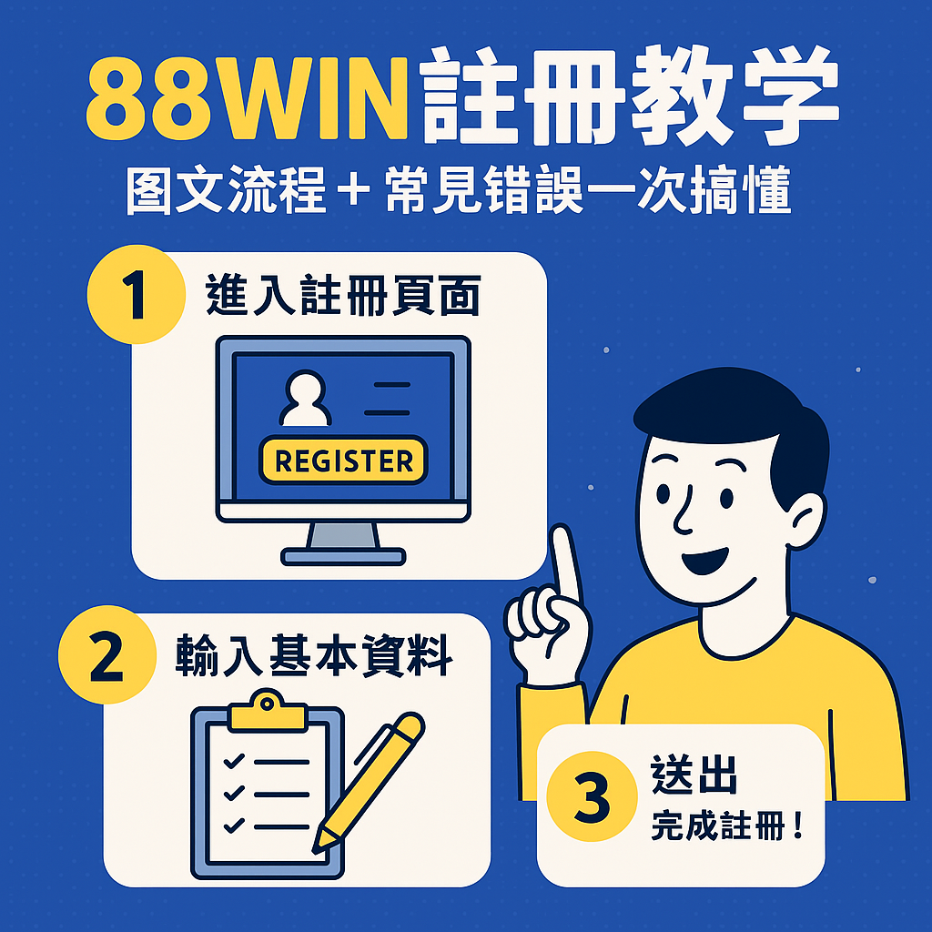 88WIN 註冊教學|1分鐘快速開戶流程圖示封面