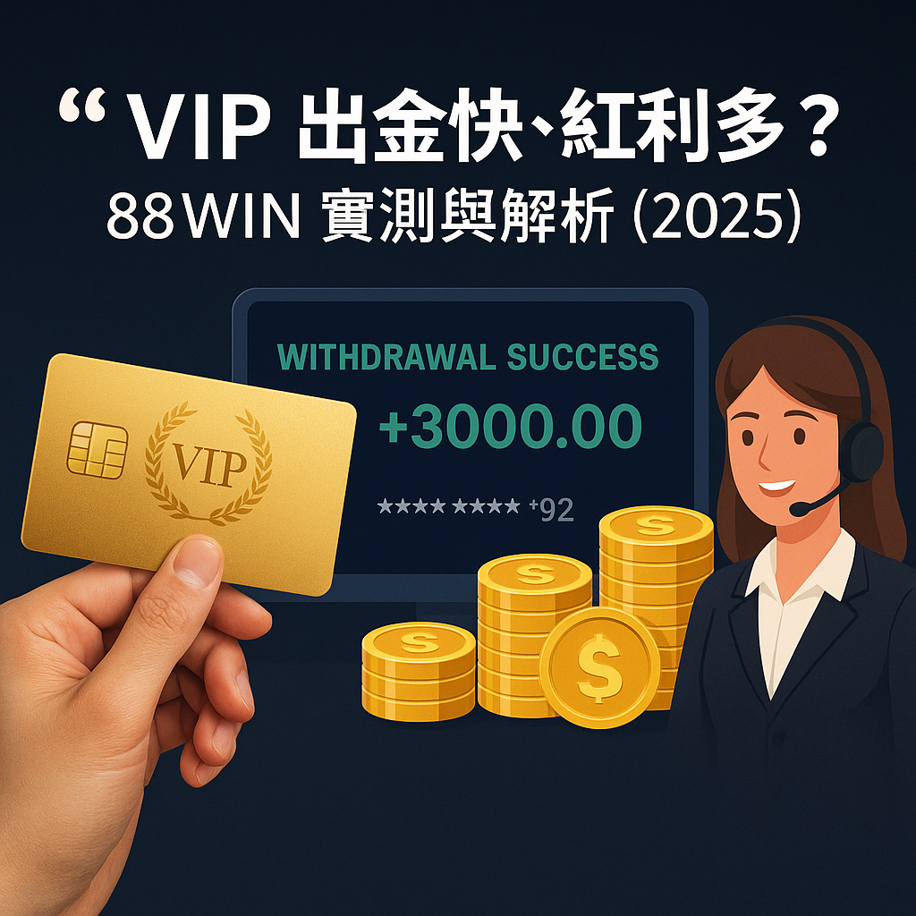 👑 VIP 玩家提款更快？紅利更多？88WIN VIP 出金與加碼攻略一次看懂（2025）